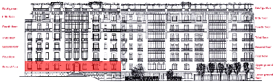 Collocazione di questo piano nell'edificio (24Kb). Cliccate qui per tornare al prospetto frontale. 